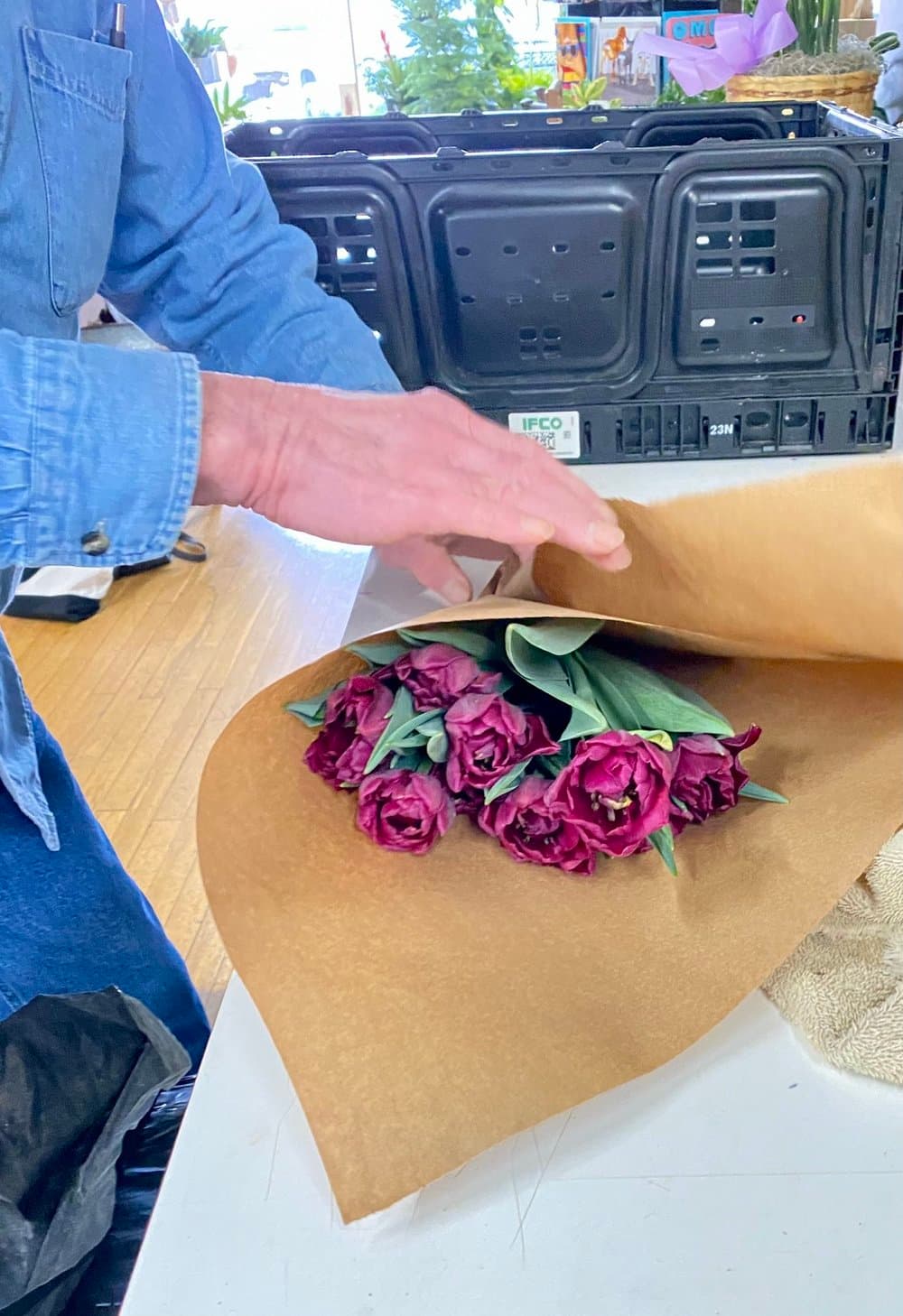 Flower wrapped in paper