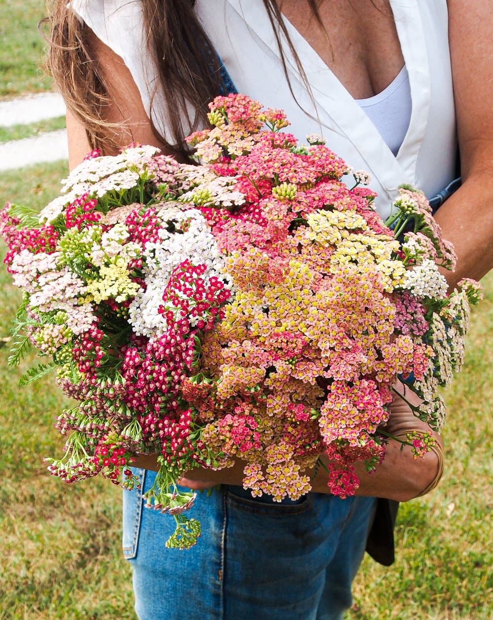 Woman holding local flowers